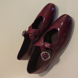 Madewell Remy Crisscross Mary Jane Flats In Cabernet Size 9